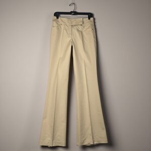 Escada Khaki Stretch Cotton Mid-rise Flare Womens Size 38 / 8 Embroidery Logo